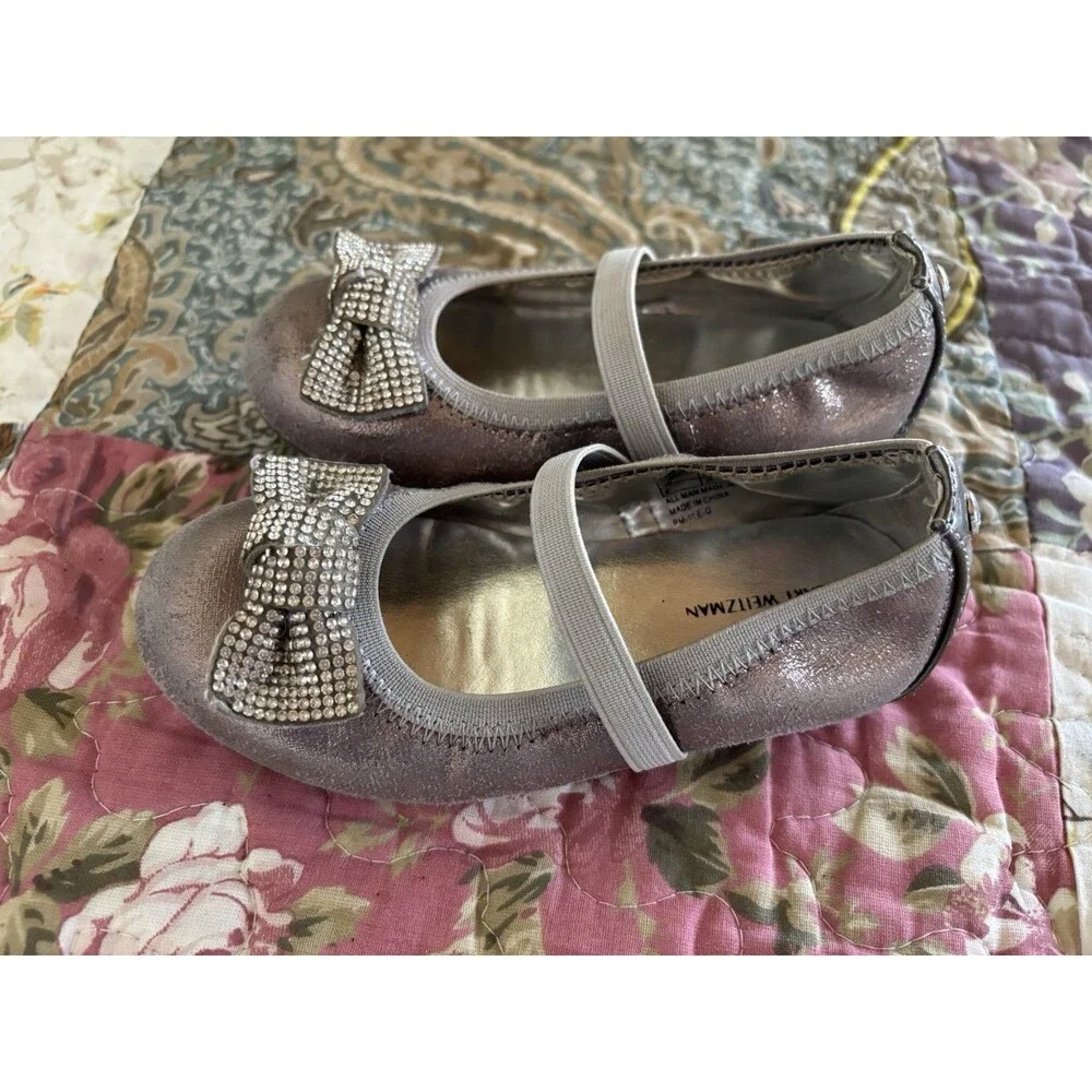 Stuart Weitzman Girls Shoes Ballet Flats Silver Bronze Dressy Formal Toddler 8